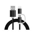 Reekin 2-in-1 Braided Cable - MicroUSB & Lightning - 1m - Black