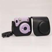 Fujifilm Instax Mini 12/11/9/8 Retro Leather Camera Case with Shoulder Strap - Black