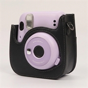 Fujifilm Instax Mini 12/11/9/8 Retro Leather Camera Case with Shoulder Strap - Black