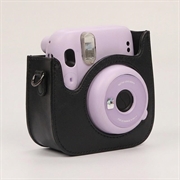 Fujifilm Instax Mini 12/11/9/8 Retro Leather Camera Case with Shoulder Strap - Black