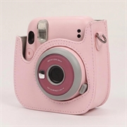 Fujifilm Instax Mini 12/11/9/8 Retro Leather Camera Case with Shoulder Strap - Pink