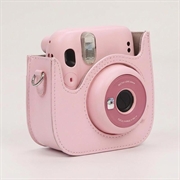 Fujifilm Instax Mini 12/11/9/8 Retro Leather Camera Case with Shoulder Strap - Pink