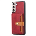 Retro Style Samsung Galaxy S22 5G Case with Wallet - Red