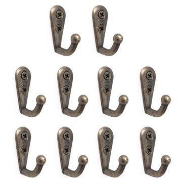 Retro Zinc Alloy Wall Hooks - 10 Pcs. - Bronze