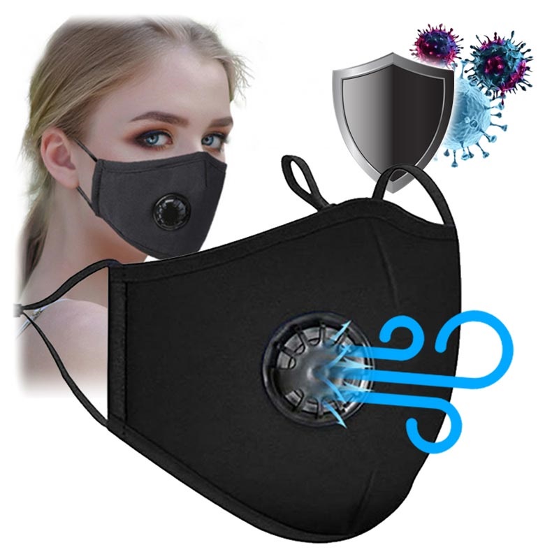 Reusable PM2.5 Face Mask with Activated Carbon Filter - Black
