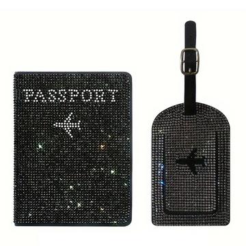 Rhinestone Passport Holder & Luggage Tag Set