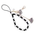 Rose Flower Charms Crystal Bead Phone Strap - Black