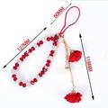 Rose Flower Charms Crystal Bead Phone Strap - Red