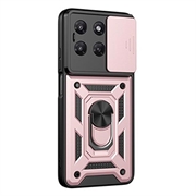 Motorola Moto G37/G37 Power/G47 Rotary Ring Hybrid Case with Camera Shield - Rose Gold