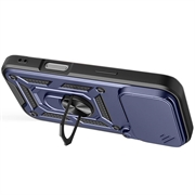 iPhone 18 Pro Max Rotary Ring Hybrid Case with Camera Shield - Blue