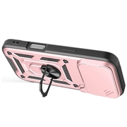 iPhone 18 Pro Rotary Ring Hybrid Case with Camera Shield - Rose Gold