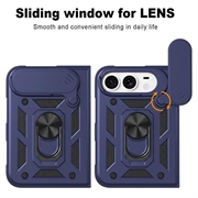 iPhone Fold Rotary Ring Hybrid Case with Camera Shield - Blue