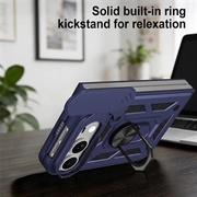 iPhone Fold Rotary Ring Hybrid Case with Camera Shield - Blue