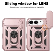 iPhone Fold Rotary Ring Hybrid Case with Camera Shield - Rose Gold