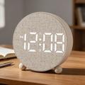 Round LED Digital Alarm Clock with Dual Alarms - Beige