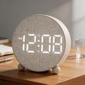 Round LED Digital Alarm Clock with Dual Alarms - Beige