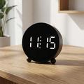 Round LED Digital Alarm Clock with Dual Alarms - Black