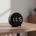 Round LED Digital Alarm Clock with Dual Alarms - Black