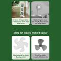 S16 3-Head Desktop Fan with 3 Speeds, 1200mAh Battery - Green