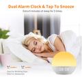 SH08 Bedside Alarm Clock with LED Light with Ambient Colours, White Noise and FM Radio