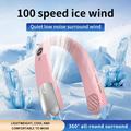 SL625 Portable Hanging Neckband Fan with Speed Control and Digital Display - Pink