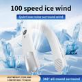 SL625 Portable Hanging Neckband Fan with Speed Control and Digital Display - White