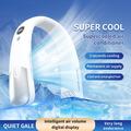 SL625 Portable Hanging Neckband Fan with Speed Control and Digital Display - White