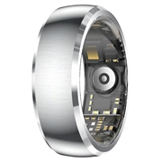 SY15 Smart Ring Health Monitor with Vibration Alerts - Size 10 - Silver