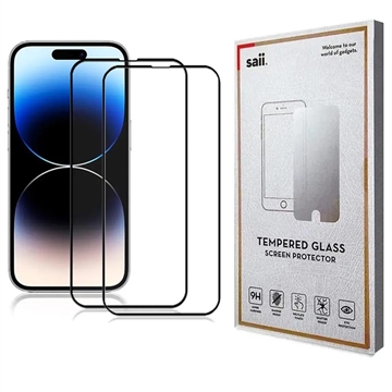 iPhone 15 Pro Max Saii 3D Premium Tempered Glass Screen Protector - 2 Pcs.