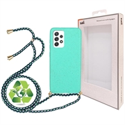 Saii Eco Line Samsung Galaxy A52 5G, Galaxy A52s Biodegradable Case with Strap - Cyan