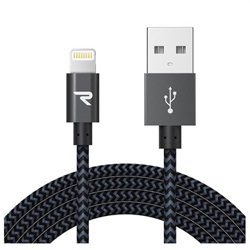 Saii Rampow Braided Lightning Cable - iPhone, iPad, iPod - 2m - Grey