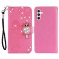 Samsung Galaxy A15 Owl Rhinestone Wallet Case