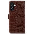Samsung Galaxy A27 Crocodile Series Wallet Leather Case with RFID - Brown