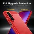Samsung Galaxy A27 Brushed TPU Case - Carbon Fiber - Red