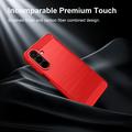 Samsung Galaxy A27 Brushed TPU Case - Carbon Fiber - Red