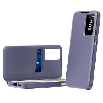 Samsung Galaxy A27 Smart Clear View Flip Case with Card Slot - Grey Purple