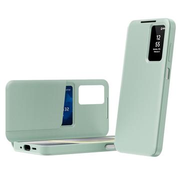 Samsung Galaxy A27 Smart Clear View Flip Case with Card Slot - Light Green