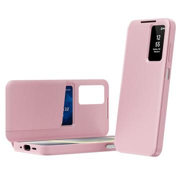 Samsung Galaxy A27 Smart Clear View Flip Case with Card Slot - Pink