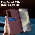 Samsung Galaxy A27 Smart Clear View Flip Case with Card Slot - Wine Red
