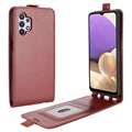 Samsung Galaxy A32 5G/M32 5G Vertical Flip Case with Card Holder - Brown