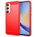 Samsung Galaxy A35 Brushed TPU Case - Carbon Fiber - Red