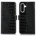 Samsung Galaxy A36 Crocodile Series Wallet Leather Case with RFID - Black