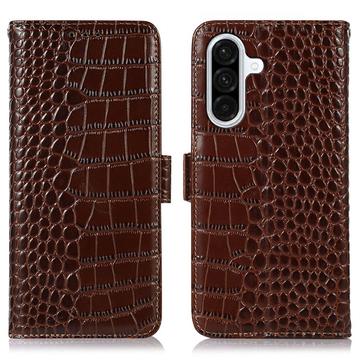 Samsung Galaxy A36 Crocodile Series Wallet Leather Case with RFID - Brown