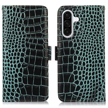 Samsung Galaxy A36 Crocodile Series Wallet Leather Case with RFID - Green