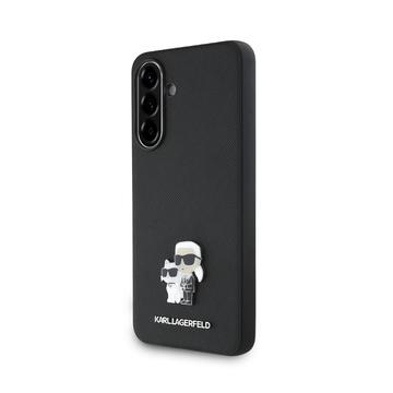 Samsung Galaxy A36 Karl Lagerfeld Saffiano Metal Karl and Choupette Case - Black