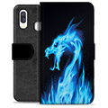 Samsung Galaxy A40 Premium Wallet Case - Blue Fire Dragon