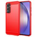 Samsung Galaxy A55 Brushed TPU Case - Carbon Fiber - Red