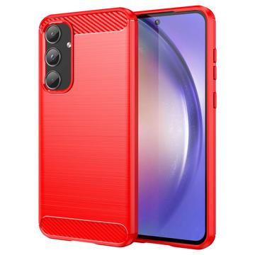 Samsung Galaxy A55 Brushed TPU Case - Carbon Fiber - Red