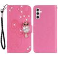 Samsung Galaxy A55 Owl Rhinestone Wallet Case