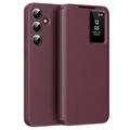 Samsung Galaxy A55 Smart Clear View Flip Case with Card Slot - Wine Red